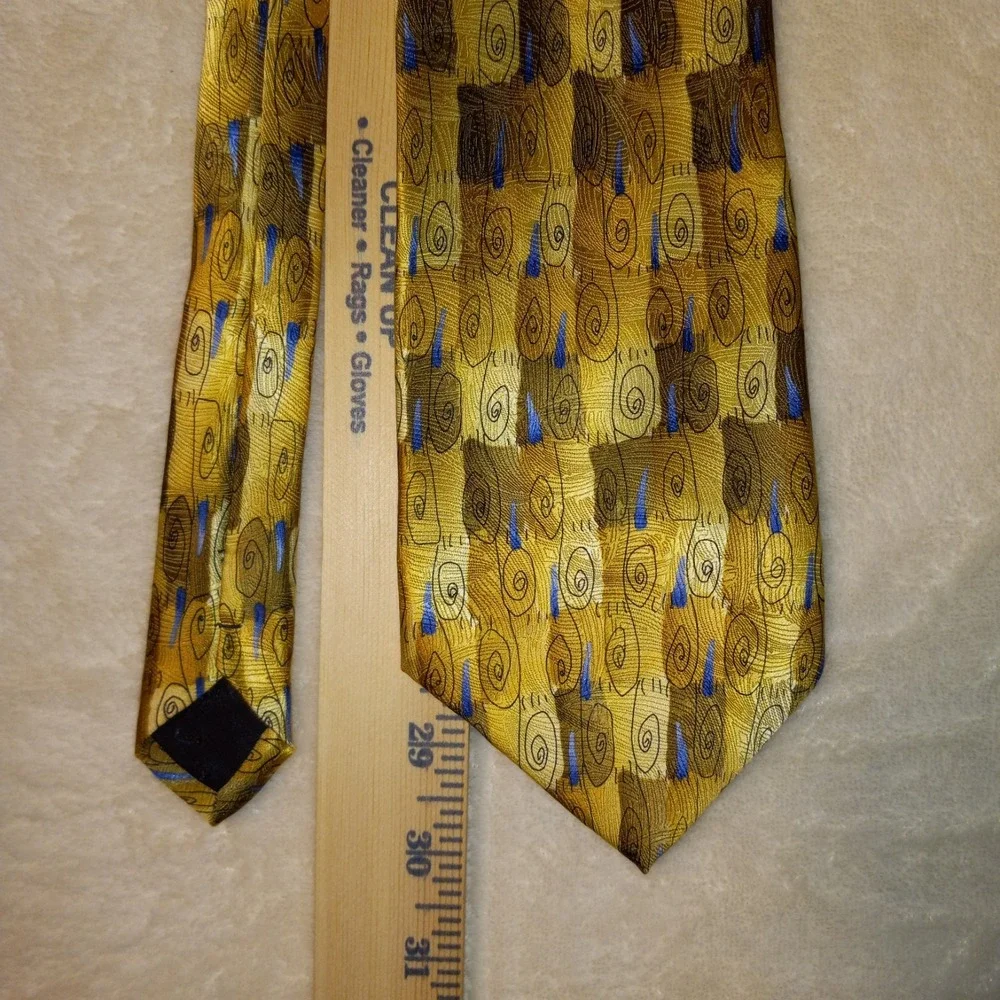 J Garcia Like A Twittering Machine Collection 10th Silk Tie Gold w/blue 173/1000